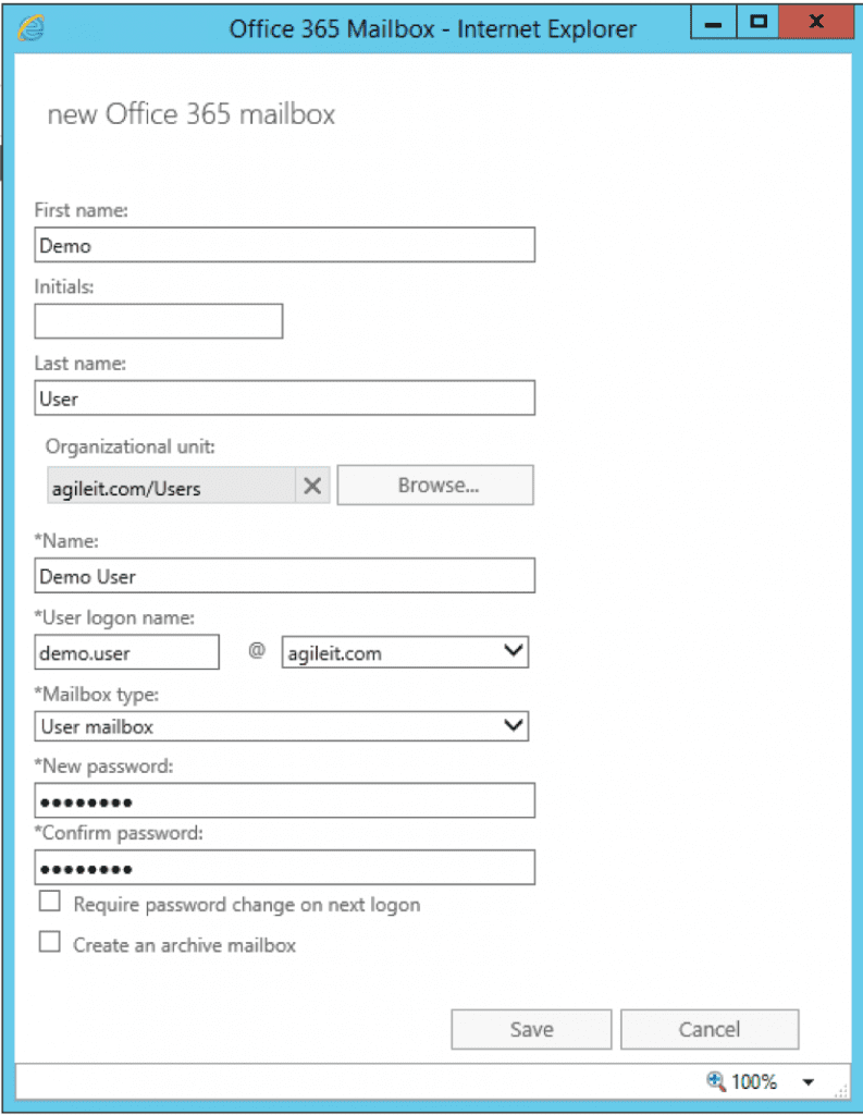 creating an office 365 mailbox