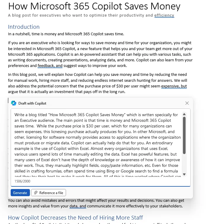 Microsft 365 Co-pilot Saves Money 