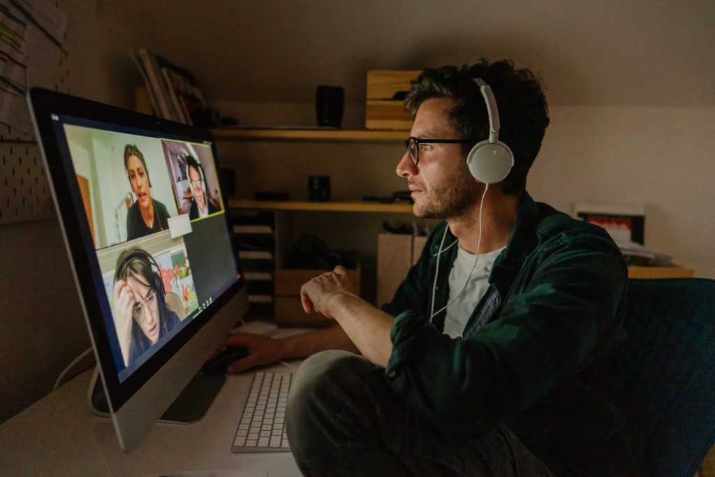 the remote team having a virtual meeting