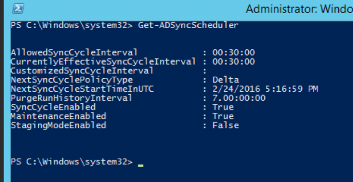 Azure AD Get-ADSyncScheduler